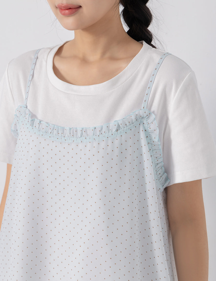 Two-Piece Cute Polka Dot Cami Top Plus Size Set