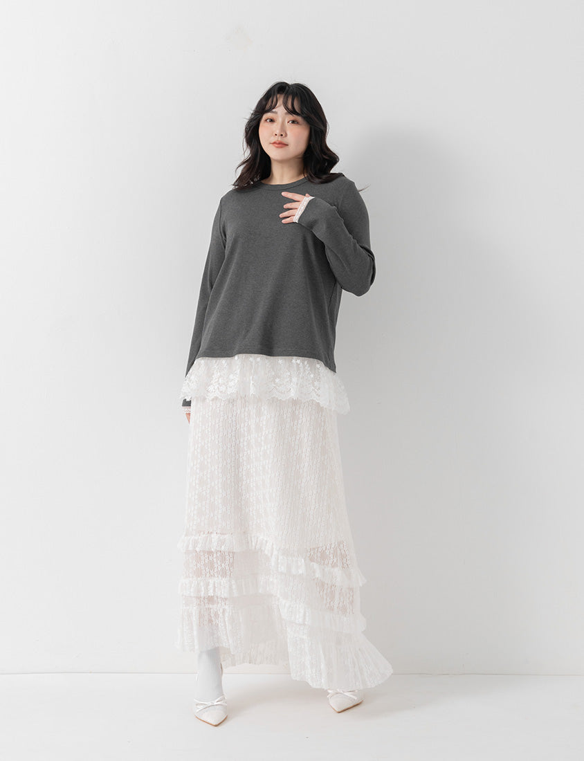 Layering Essential Lace Panel Knit Plus Size Top