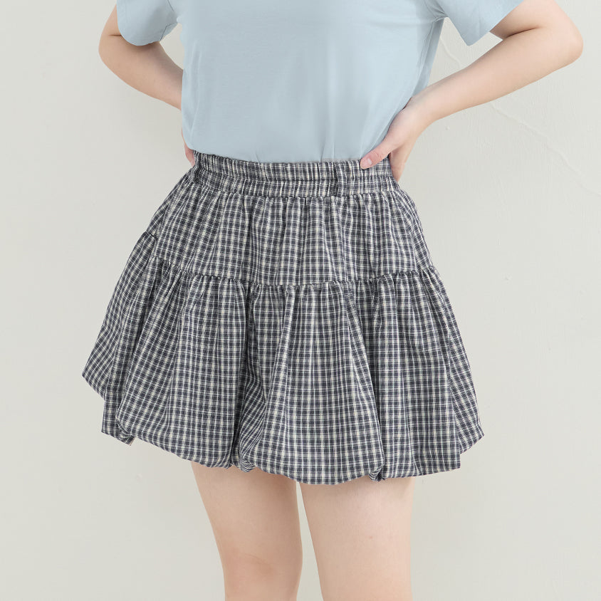 Playful Plaid Balloon Plus Size Mini Skirt