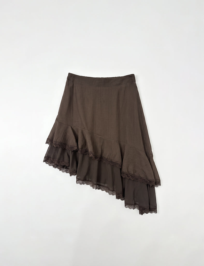 MUA! Layered Asymmetrical Lace Textured Plus Size Mini Skirt