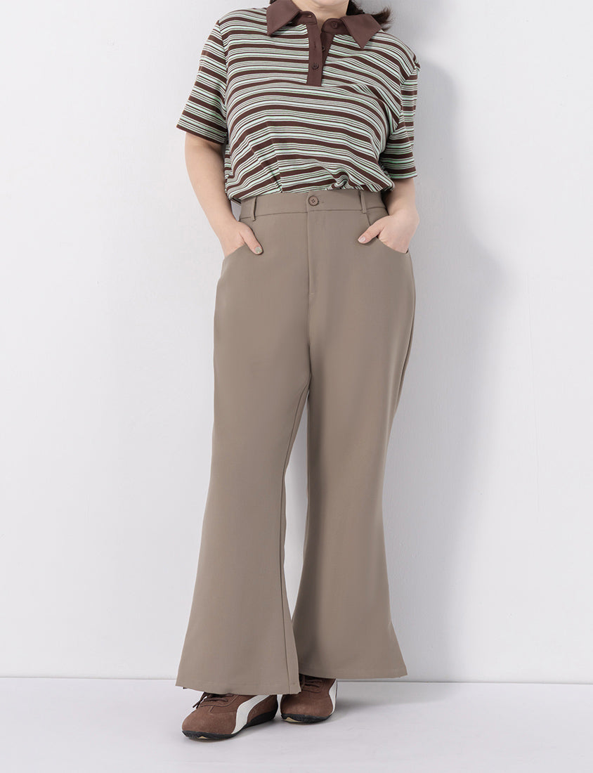 Youthful Contrast Stripe Polo Plus Size Top