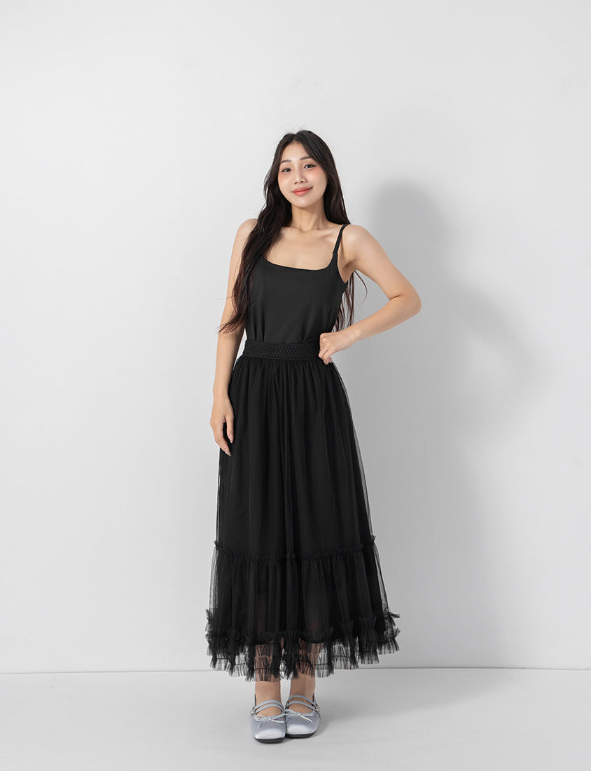 Ethereal Layered Mesh Plus Size Maxi Skirt