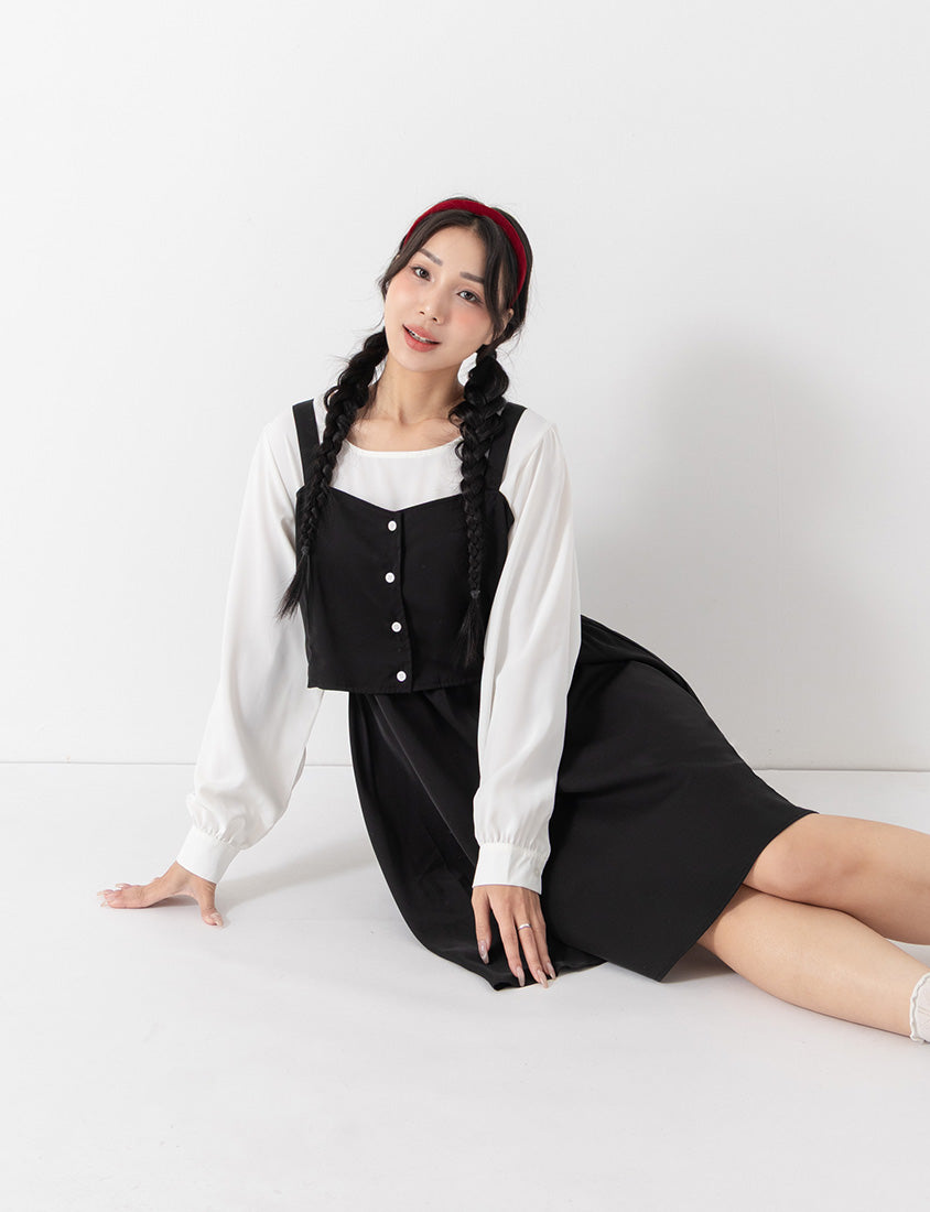 Sweet Slim Fit Faux Two-Piece Plus Size Mini Dress