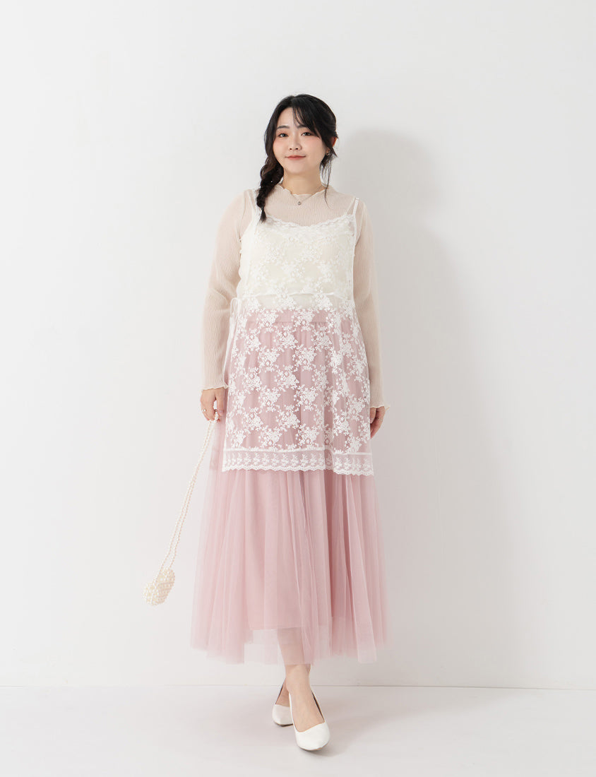 MISS. Lace Embroidered Side-Tie Layering Plus Size Vest