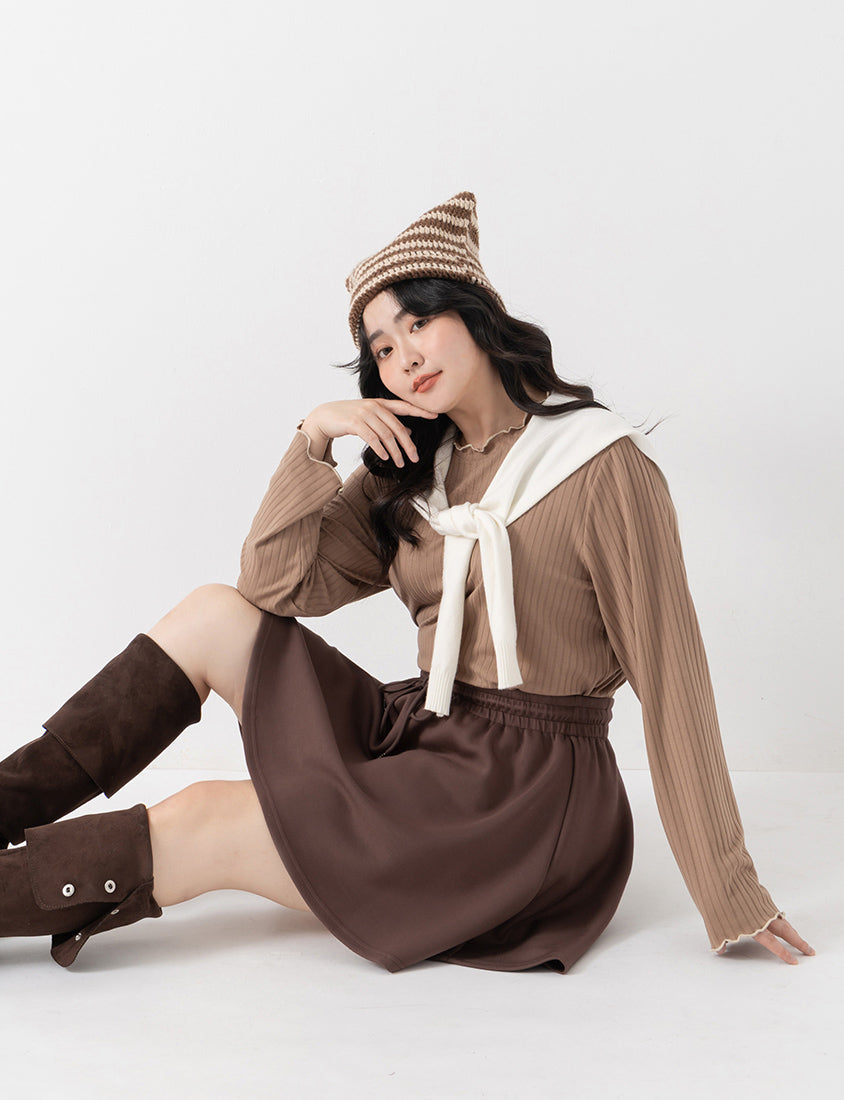 QQ Yogurt Touch Cotton Comfy A-Line Plus Size Mini Skirt