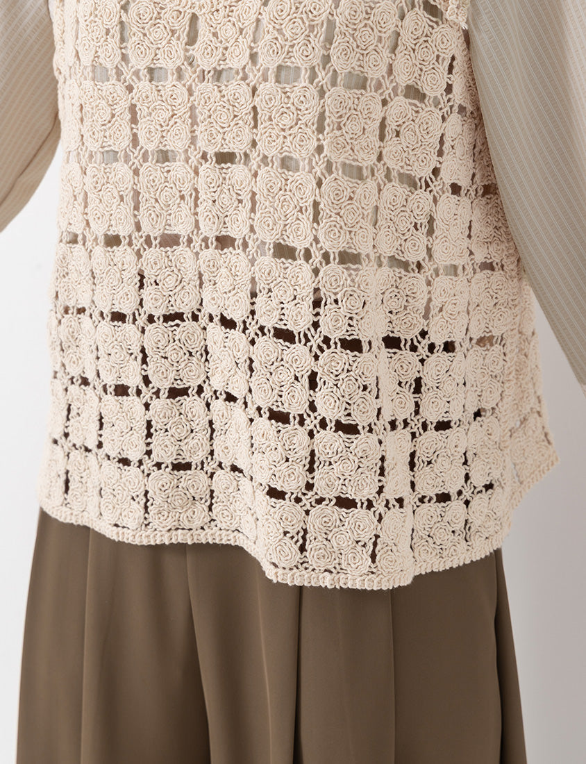 Japanese-Inspired Crochet Grid Plus Size Vest