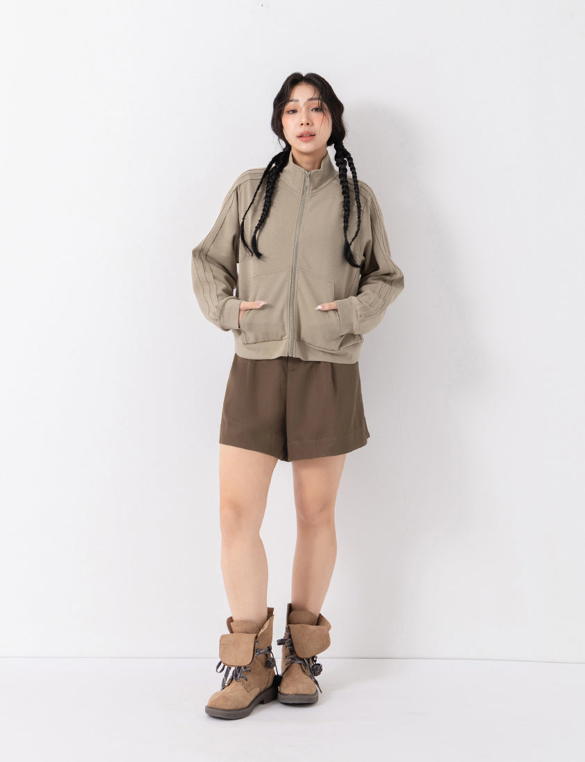Webbing Contrast Cloud Cotton Cropped Plus Size Jacket