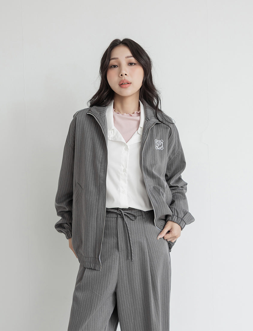 American Casual Striped Plus Size Jacket