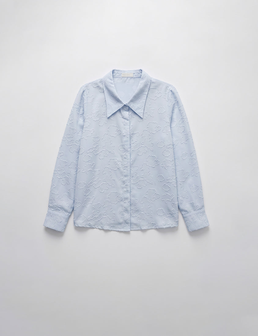 MISS. Japanese-Inspired Lace Sheer Jacquard Plus Size Shirt