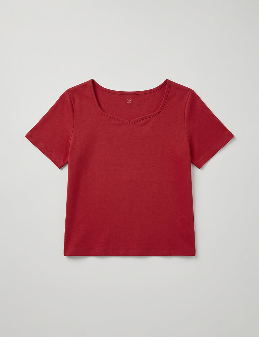 Upgraded 2.0! Sweetheart Neckline Plus Size Slim Tee