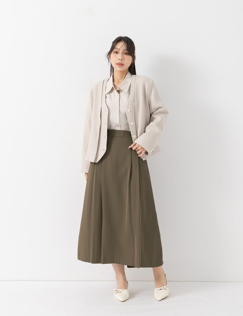MISS. Chic Faux Two-Piece Collarless Suit Plus Size Jacket