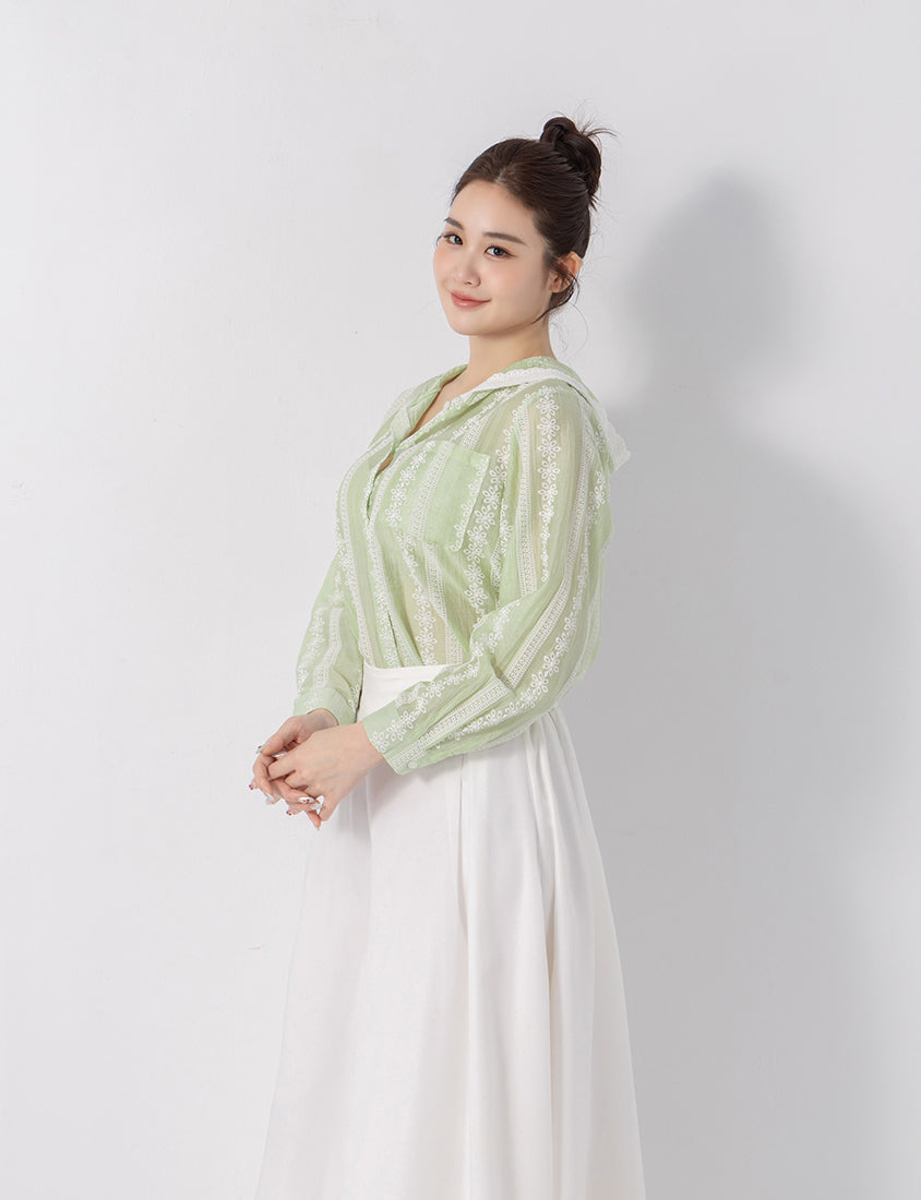 Japanese Style Semi-Sheer Lace Hooded Plus Size Jacket