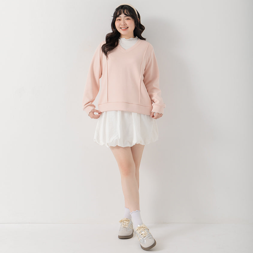 Apple-Shaped Friendly! Perfect Fit Seamed Yogurt Touch Plus Size Sweater