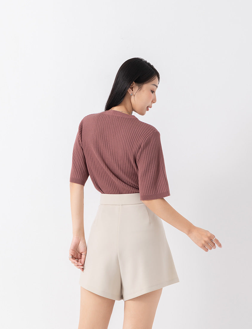 MISS. Minimal Faux Two-Piece Button-Front Knit Plus Size Top