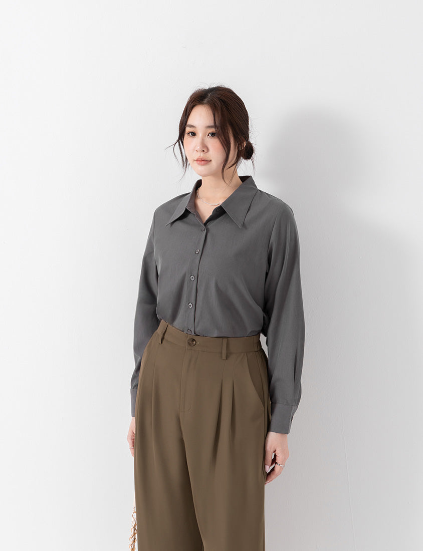 MISS. Minimal Breathable Lyocell Long Sleeve Plus Size Shirt
