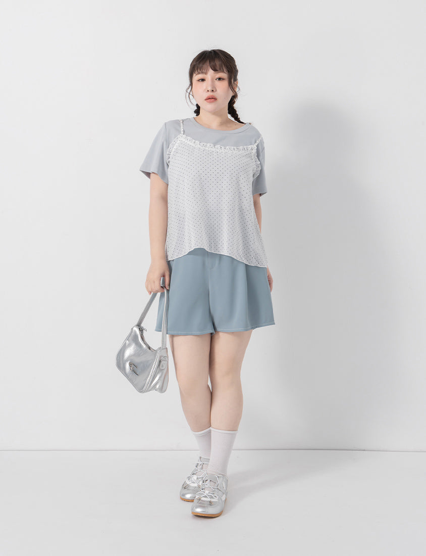Two-Piece Cute Polka Dot Cami Top Plus Size Set
