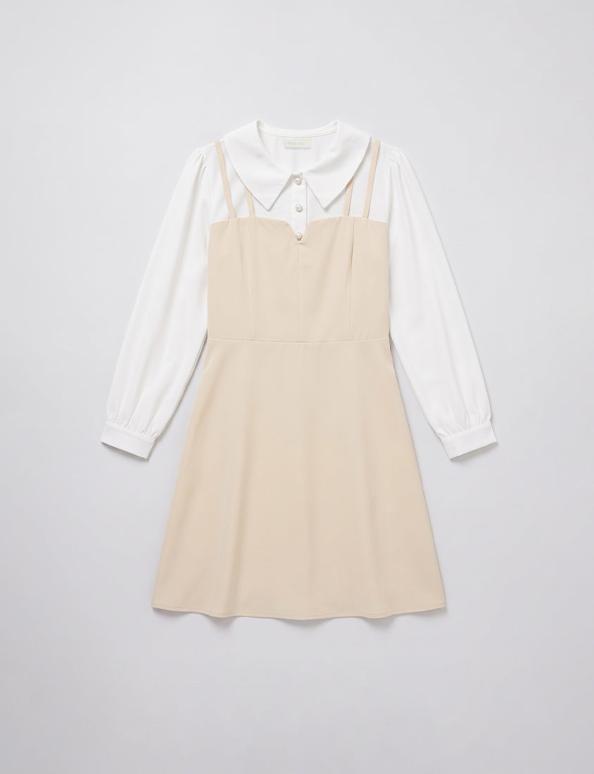 MISS. Smart Collared Faux Two-Piece Strap Plus Size Mini Dress