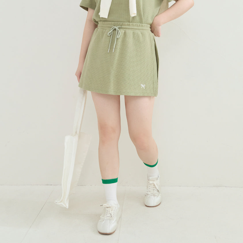 Waffle Knit Butterfly Embroidered Plus Size Skort