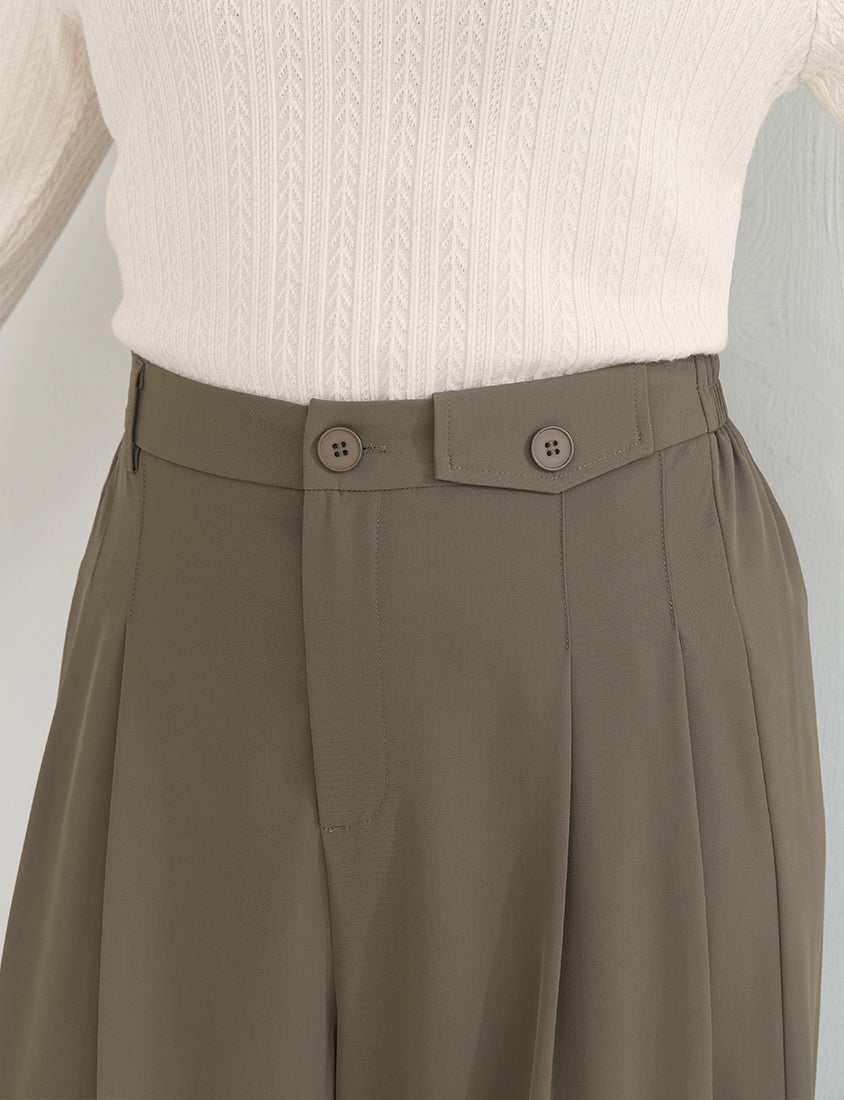 Asymmetrical Waist Pleated Chiffon Wide Leg Plus Size Pants