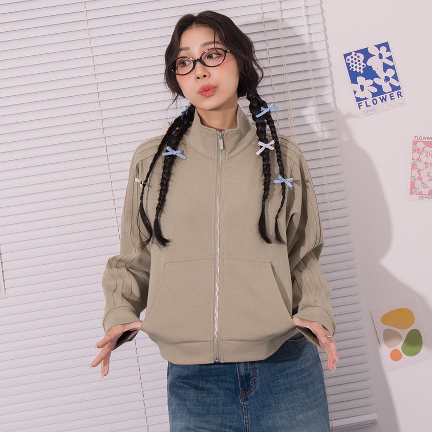 Webbing Contrast Cloud Cotton Cropped Plus Size Jacket