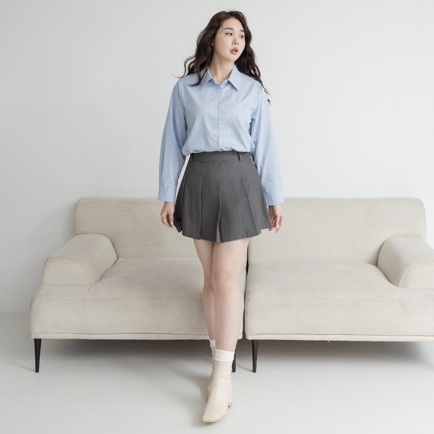 Sweet Preppy Pleated Plus Size Skort