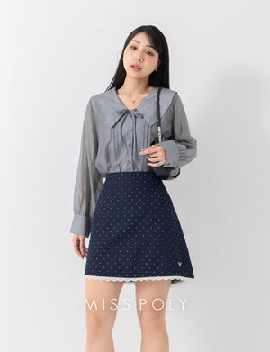 MISS. Ethereal Sheer Collared Plus Size Shirt (with Inner Cami)