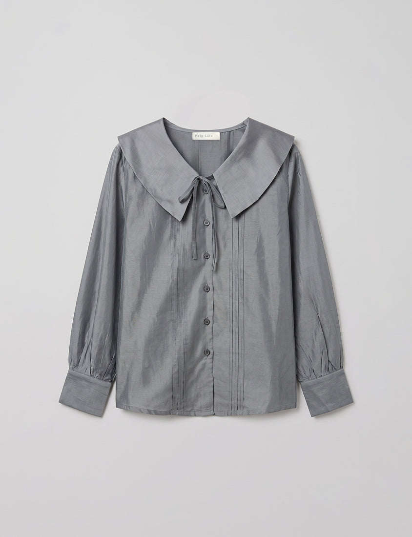 MISS. Ethereal Sheer Collared Plus Size Shirt (with Inner Cami)