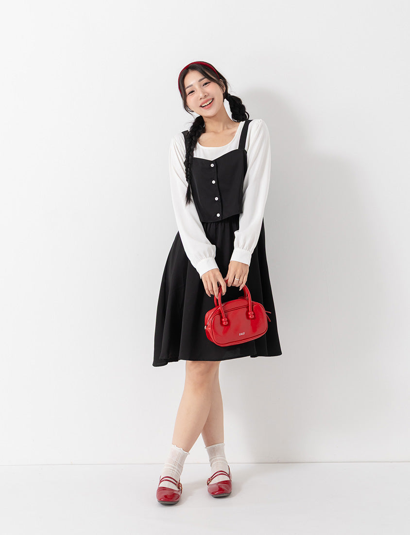 Sweet Slim Fit Faux Two-Piece Plus Size Mini Dress