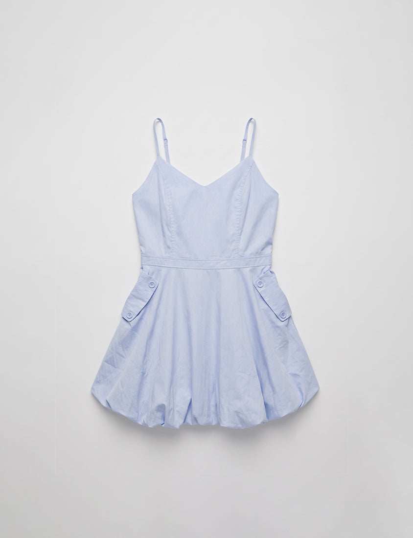 Cute Bubble Hem Adjustable Strap Plus Size Mini Dress