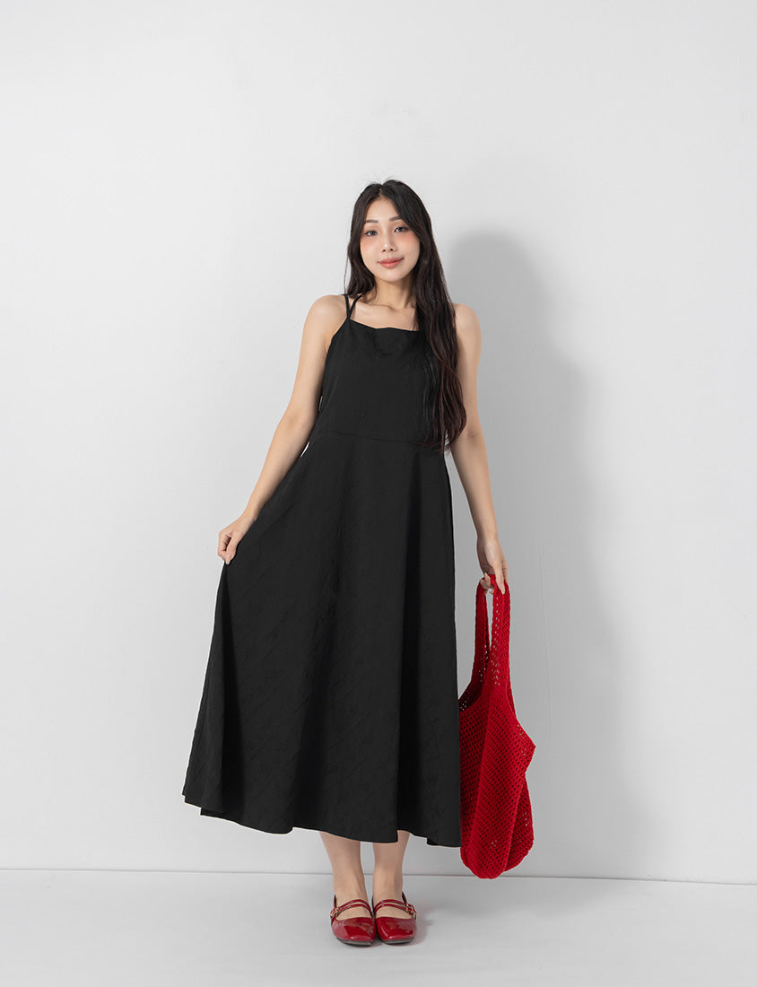 Elegant Jacquard Tie-Back Plus Size Maxi Dress