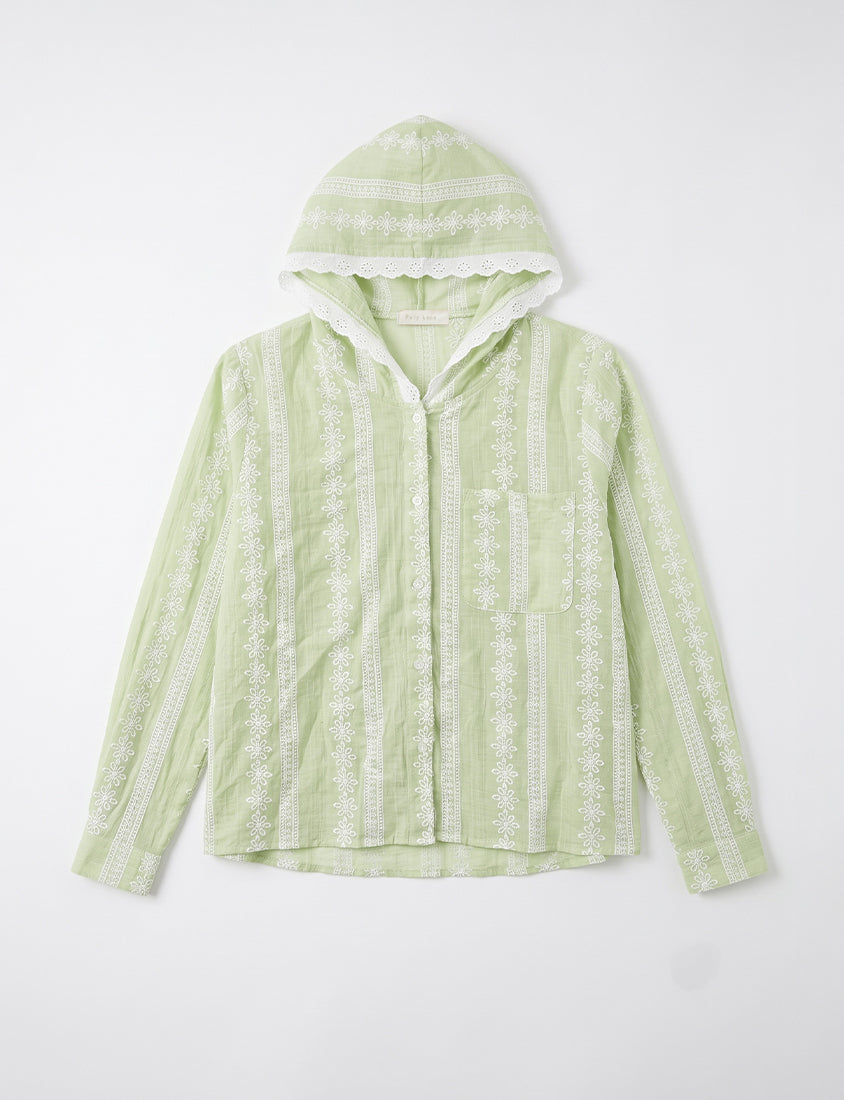 Japanese Style Semi-Sheer Lace Hooded Plus Size Jacket