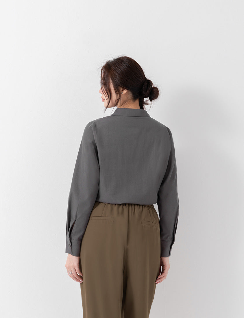 MISS. Minimal Breathable Lyocell Long Sleeve Plus Size Shirt