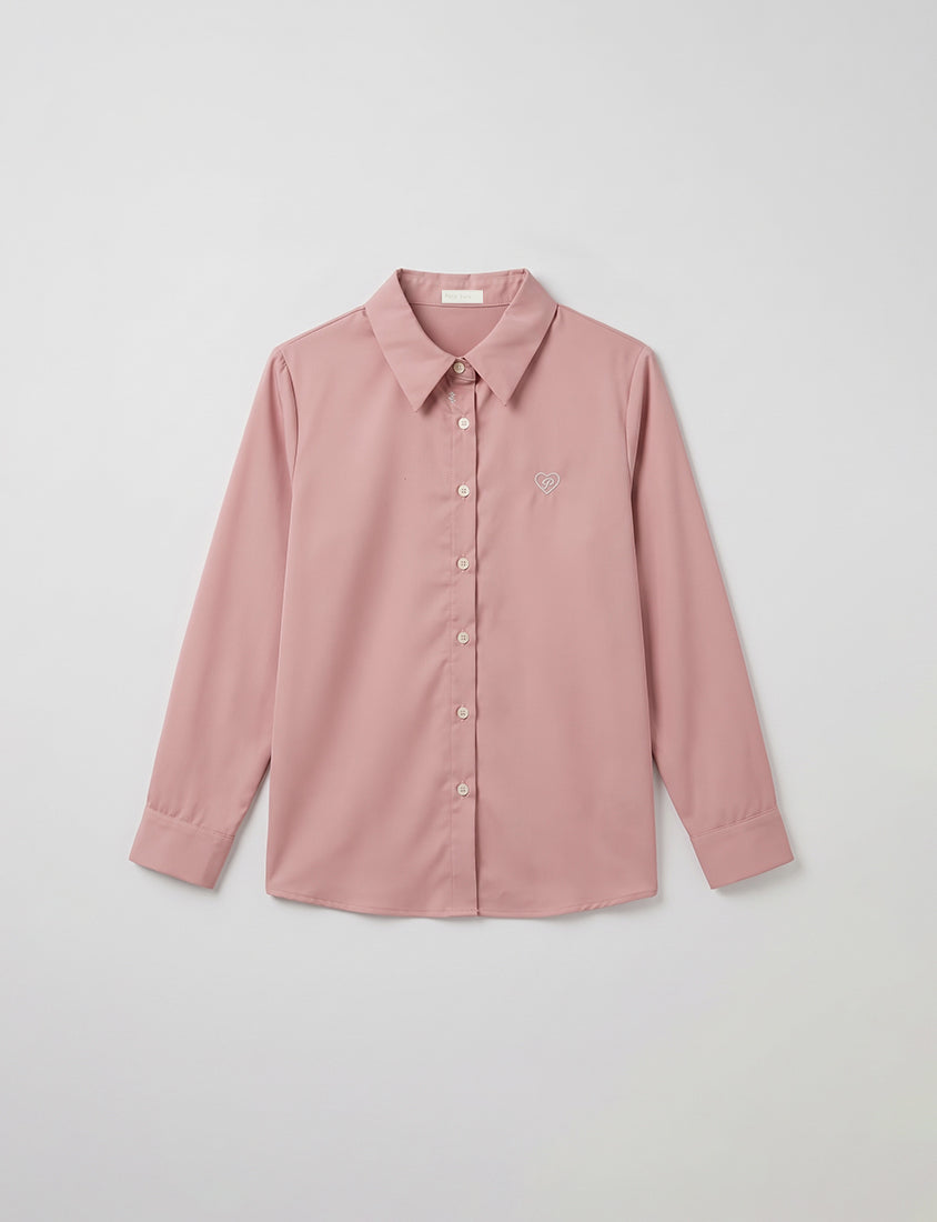 Heart Logo Embroidered Oversized Boyfriend Plus Size Shirt