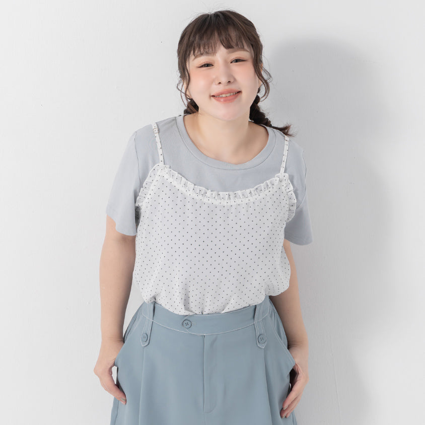 Two-Piece Cute Polka Dot Cami Top Plus Size Set