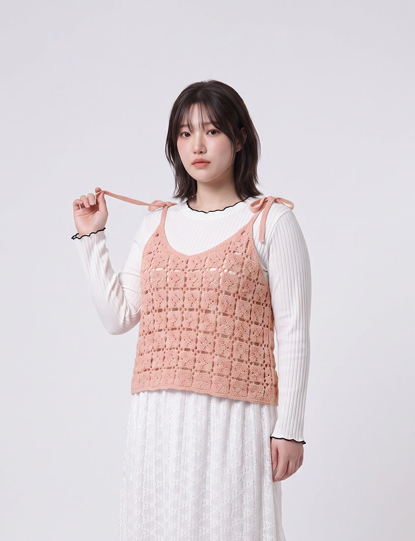 Japanese-Inspired Crochet Grid Plus Size Vest