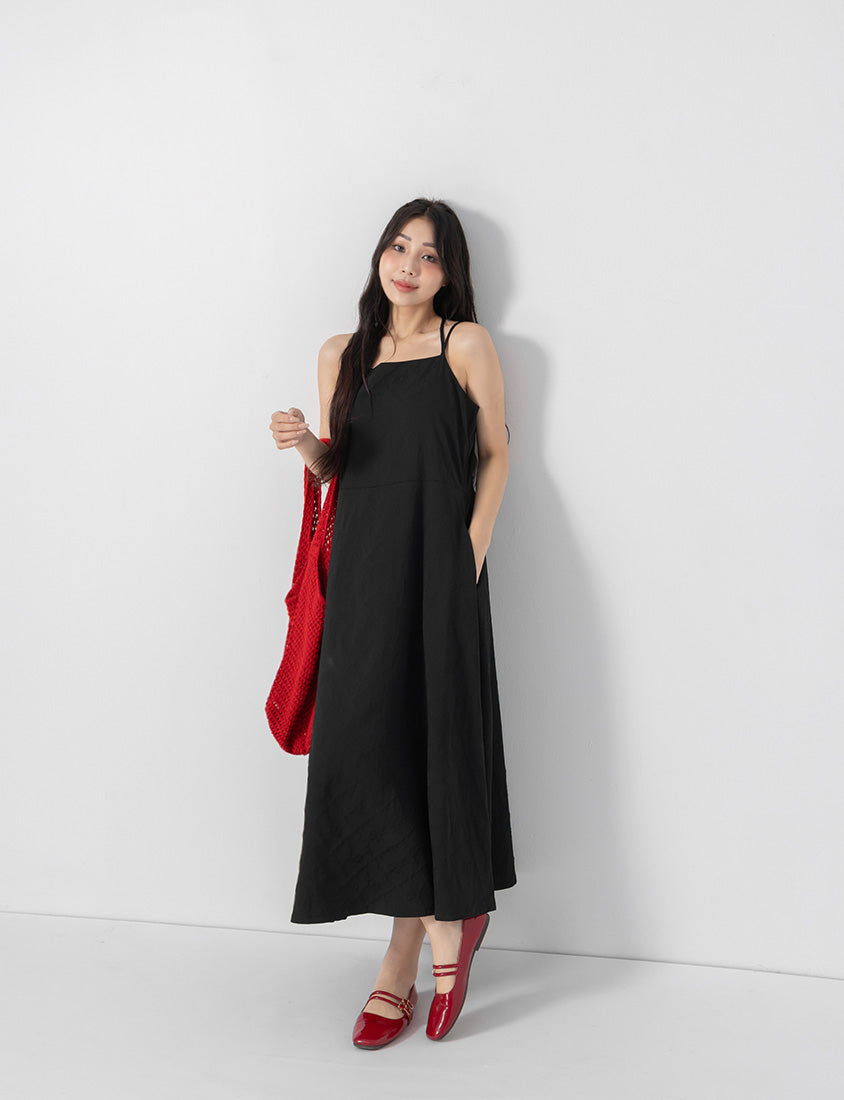 Elegant Jacquard Tie-Back Plus Size Maxi Dress