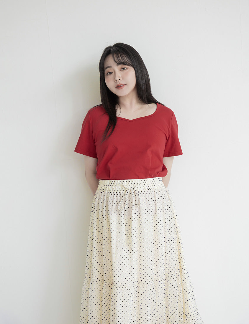 Upgraded 2.0! Sweetheart Neckline Plus Size Slim Tee