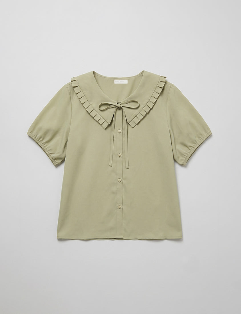 Statement Oversized Collar Tie-Waist Chiffon Plus Size Blouse