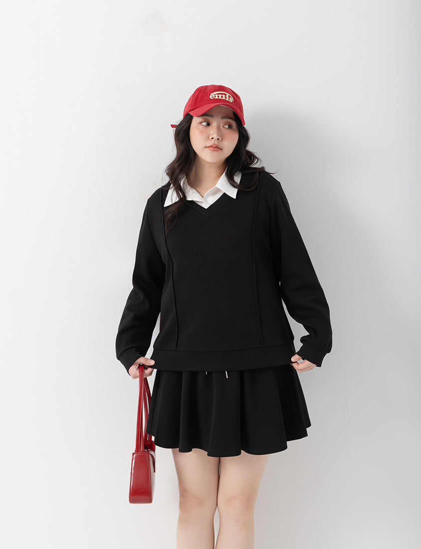 Apple-Shaped Friendly! Perfect Fit Seamed Yogurt Touch Plus Size Sweater