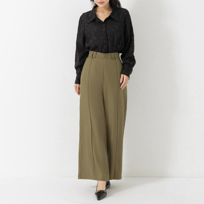 MISS. Lyocell Twill Topstitched Plus Size Trousers