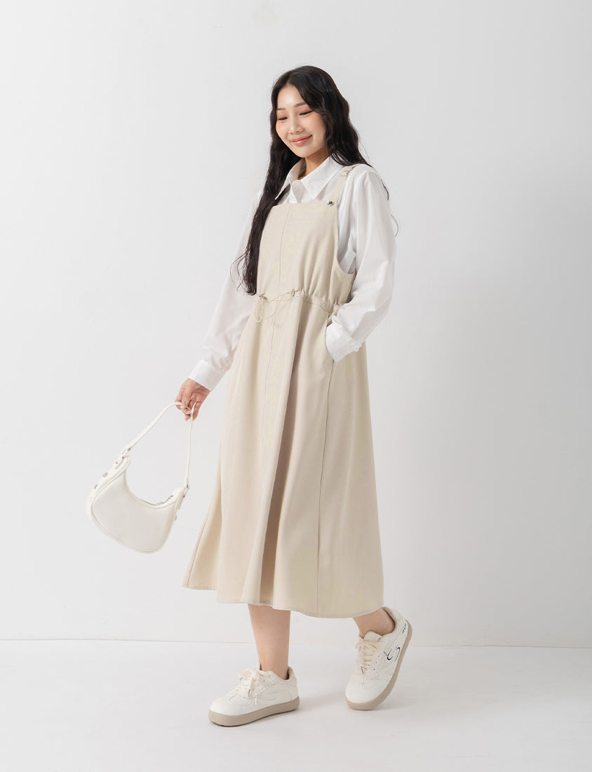 Adjustable Heart Button Strap Plus Size Maxi Dress