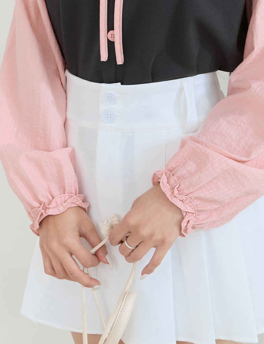 Romantic Ruffle Collar Faux Two Piece Plus Size Top