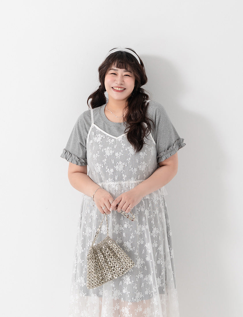 Japanese-Inspired Floral Lace Plus Size Two-Piece Dress Set