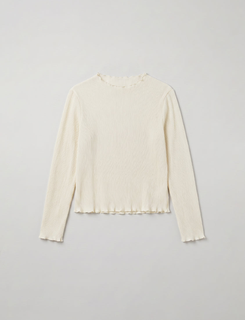 MISS. Ethereal Crinkle Sheer Mock-Neck Plus Size Top