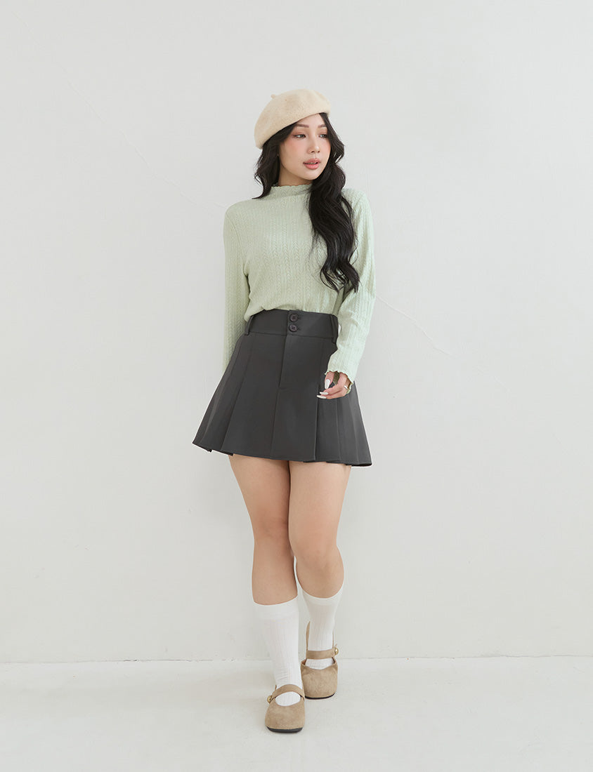 Soft Cable Knit Ribbed Rolled Edges Long Sleeve Plus Size Top