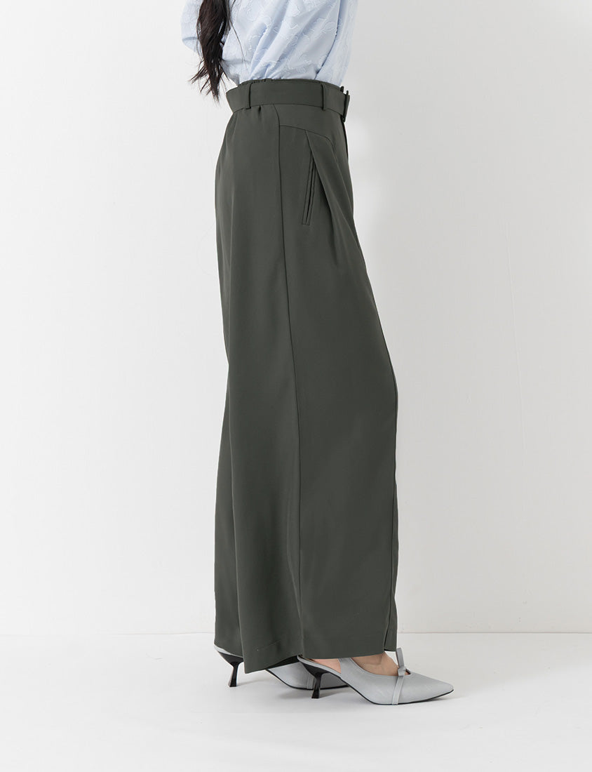 MISS. Tailored Wrinkle-Resistant Plus Size Wide Leg Pants (With Belt)