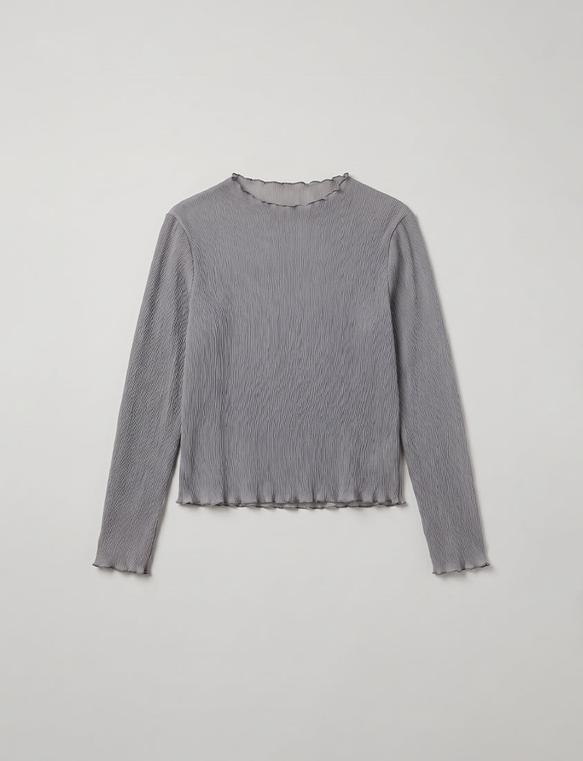 MISS. Ethereal Crinkle Sheer Mock-Neck Plus Size Top