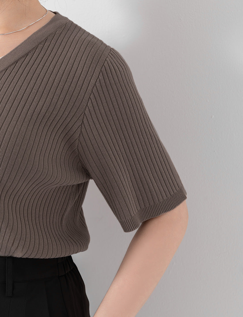 MISS. Minimal Faux Two-Piece Button-Front Knit Plus Size Top