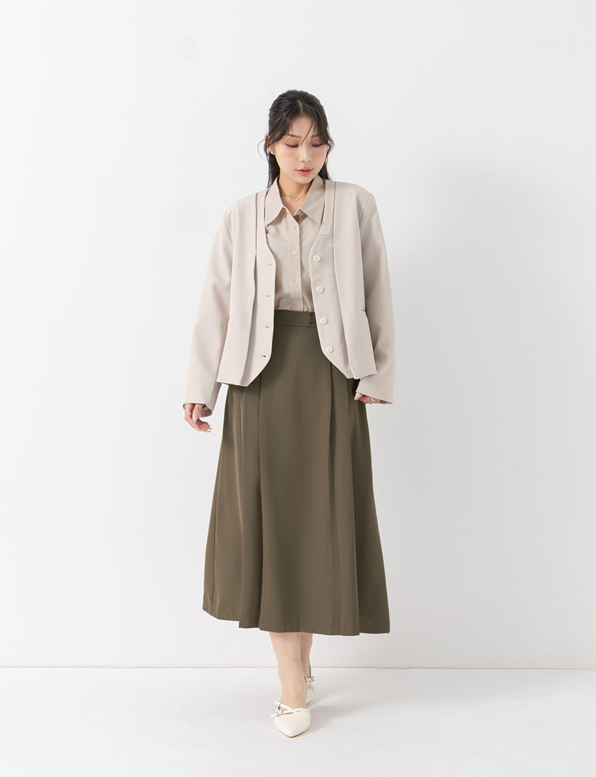 MISS. Easy-Care Contrast Color Long Sleeve Plus Size Shirt