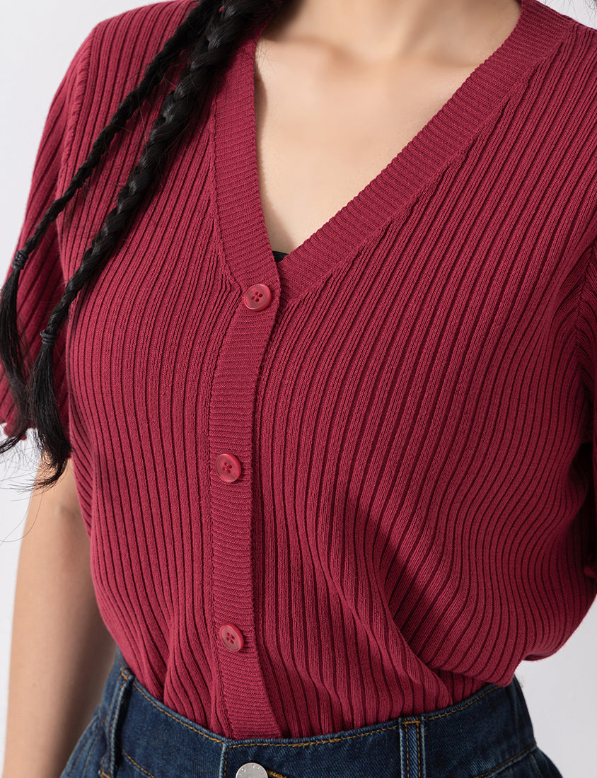 Playful Lettuce-Trim V-Neck Short Sleeve Knit Plus Size Top
